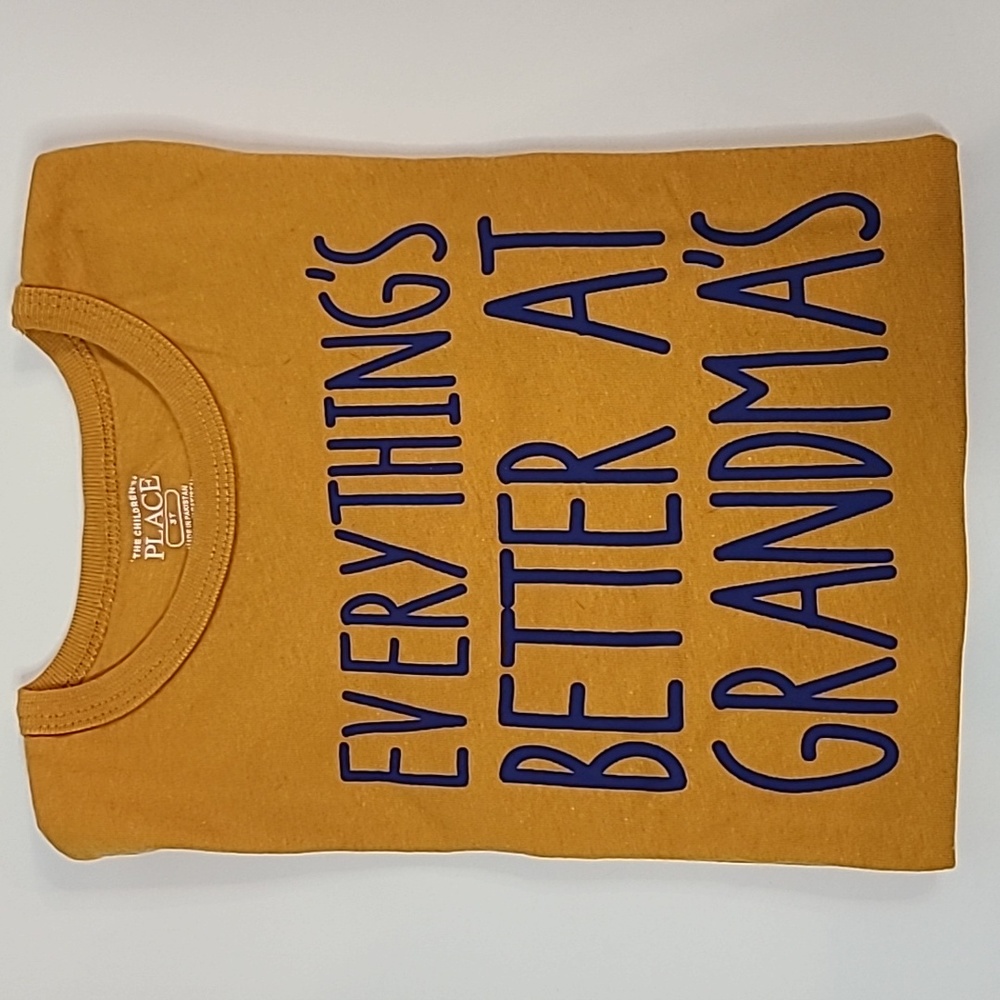 The Children's Place Mustard Tee with Blue Text